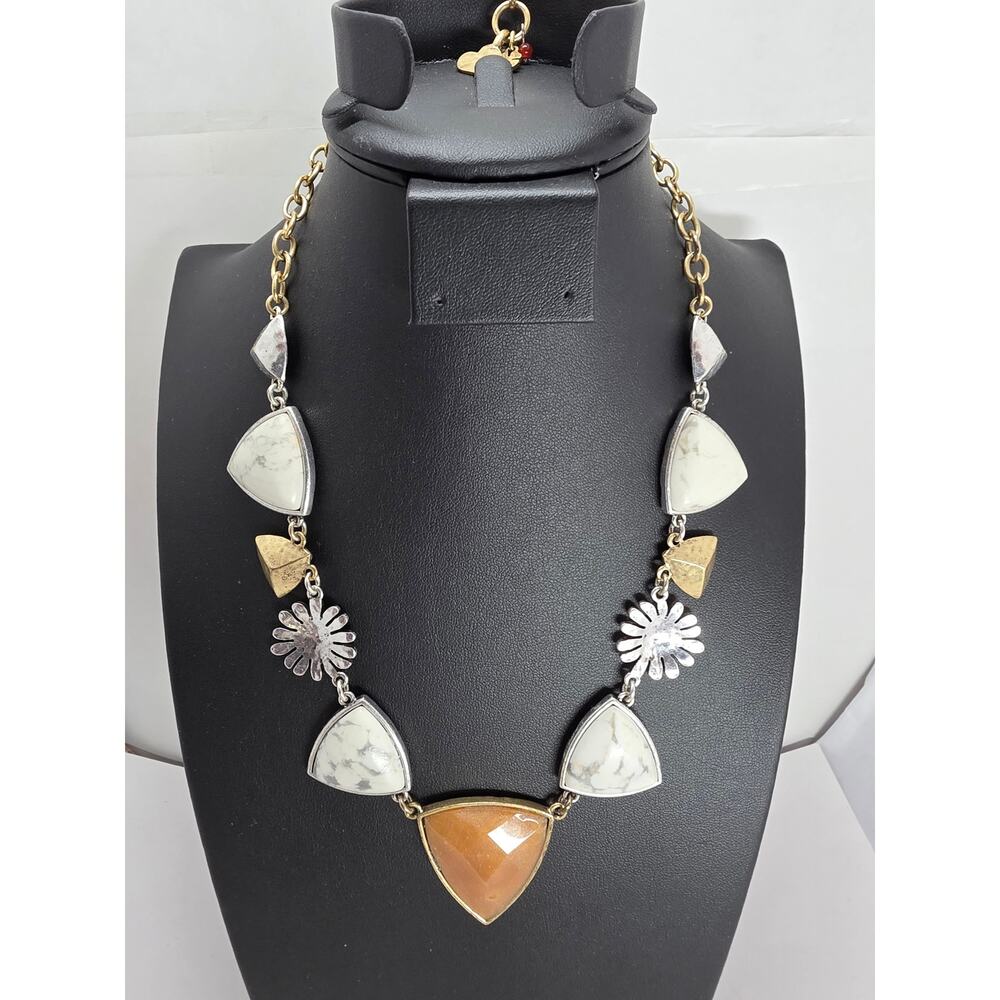 Lucky Brand Stone & Charm Bib Necklace